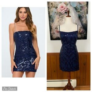 Gorgeous Jaeden Navy Sequin Prom Dress